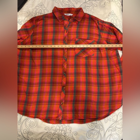 Sonoma 3X Flannel shirt, EUC, reddish orange color, plus size - Picture 7 of 9
